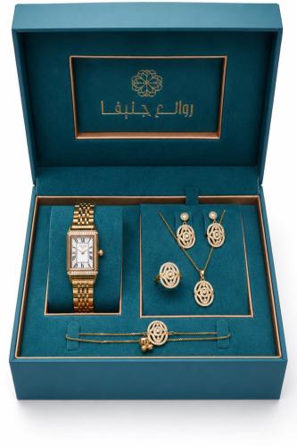 طقم نسائي ماركة فور ايفر FE-5-1006 ذهبي مينا ابيض
