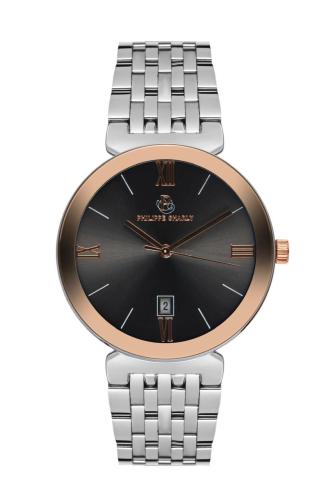 ساعة رجالية ماركة فليب شارلي PS018 فضي ايطار نحاسي...