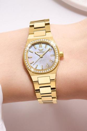 ساعة نسائية ماركة جنيفا GV022 ذهبي مينا صدف