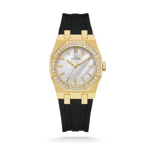 ساعة Jovani Exchange JX3037 ربر اسود ايطار ذهبي مي...