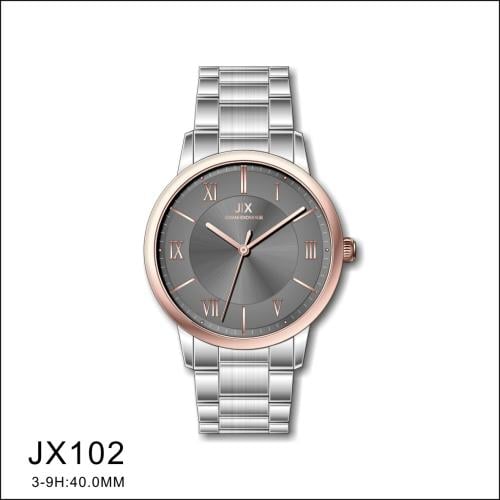 ساعة ماركة جوفاني رجالي JX102 فضي ايطار نحاسي مينا...