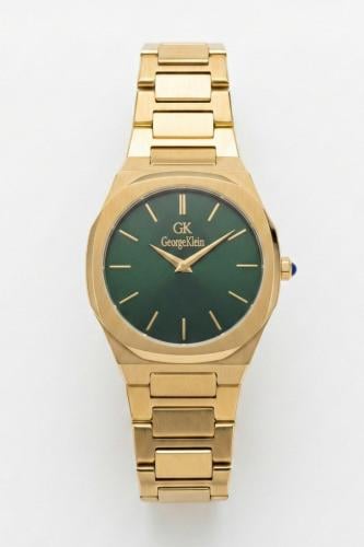 ساعة ماركة جورج كلاين رجالي GK1001 ذهبي مينا اخضر