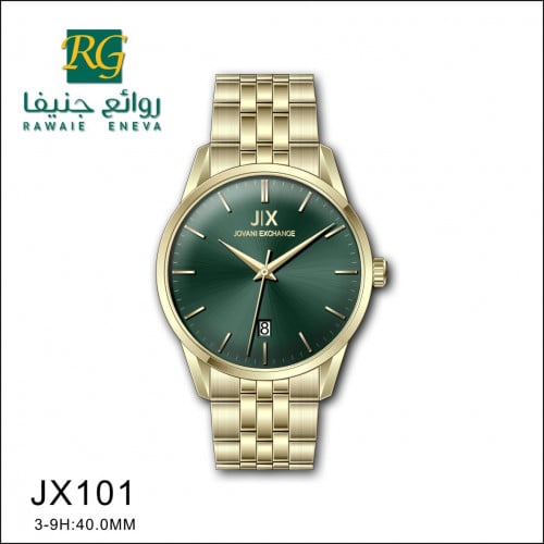 ساعة ماركة جوفاني رجالي 101ذهبي مينا اخضر