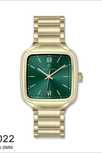 ساعة ماركة فليب شارلي رجالي PS022 ذهبي مينا اخضر