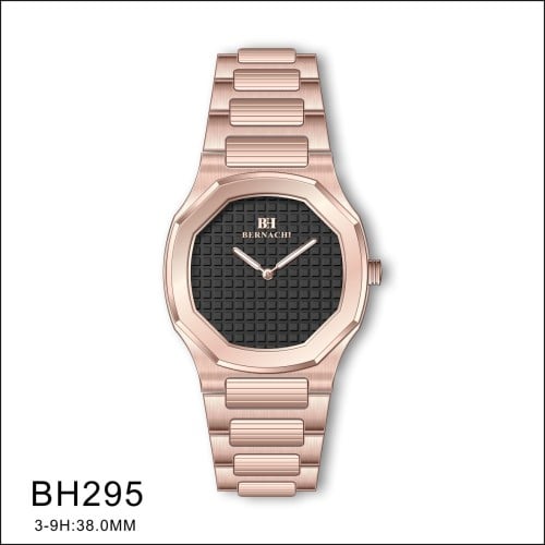 ساعة ماركة برناتشي رجالية BH295 نحاسي مينا اسود