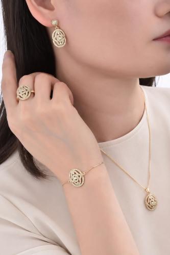 طقم إكسسوار نسائي WY11 (سلسال+اسواره+خاتم +حلق) رق...