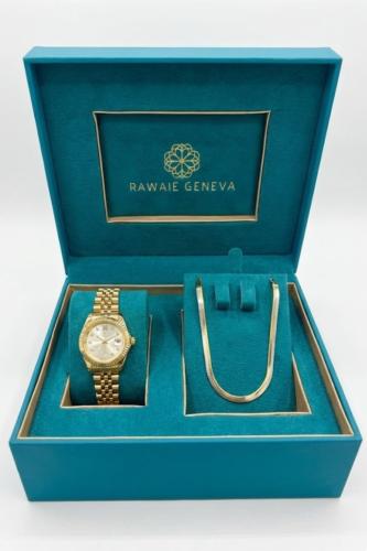طقم نسائي ماركة برناتشي BH-3-359 ذهبي كامل ساعه+ س...