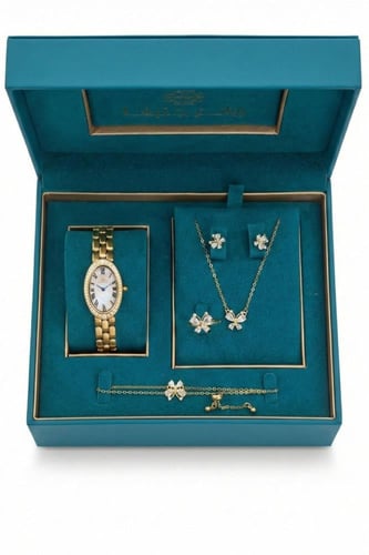 طقم نسائي ماركة برناتشي BH-5-1020 ذهبي (ساعة+سلسال...