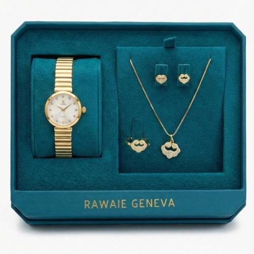 طقم نسائي ماركة جوسال G-4-5010 ذهبي (ساعة+سلسال+حل...