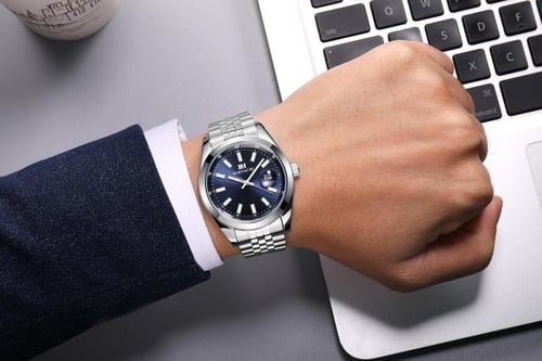 ساعة ماركة برناتشي رجالي BH318 فضي مينا ازرق