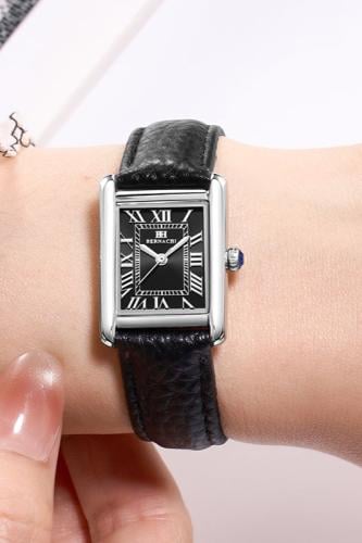 ساعة ماركة برناتشي BH369 جلد اسود ايطار فضي مينا ا...