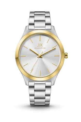 ساعة ماركة جوفاني رجالي JX106 فضي ايطار ذهبي
