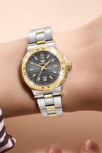 ساعة نسائية ماركة جنيفا GV020 لونين مينا رصاصي