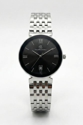 ساعة رجالية ماركة فليب شارلي PS018 فضي مينا اسود