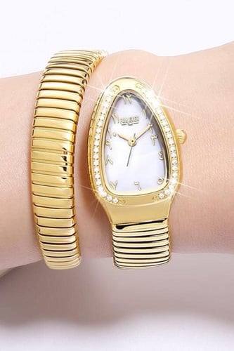 ساعة تِيجان النسائية FE296 استيل بلون ذهبي مينا اب...