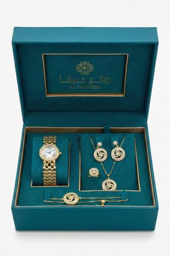طقم نسائي ماركة برناتشي BH-5-1021 ذهبي (ساعة+سلسال...