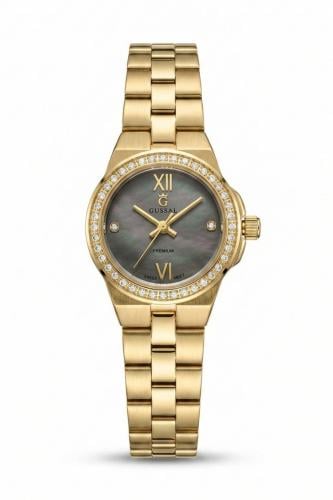 ساعة سُهى النسائية G-5018 استيل بلون ذهبي ومينا رص...
