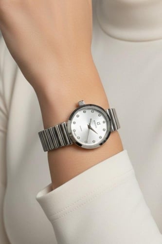 طقم نسائي ماركة جوسال G-3-5010 فضي (ساعة+سلسال+حلق...