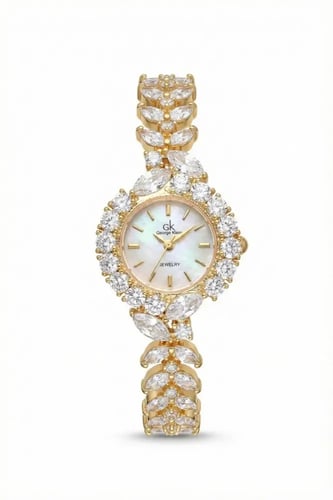 طقم نسائي ماركة جورج كلاين GK-3-2014 ذهبي (ساعة+سل...