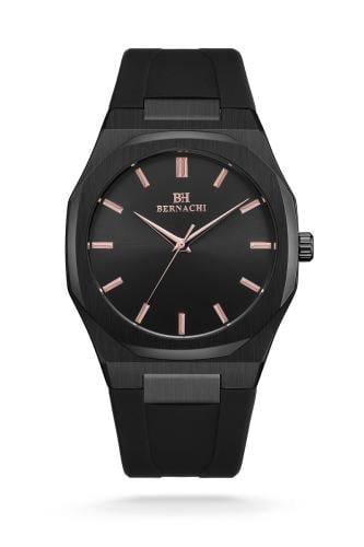 ساعة رجالية ماركة برناتشي BH1023 ربر اسود كامل