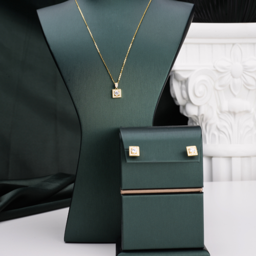 طقم ذهبي سلسال + حلق (مجموعه 2 ذهبي)