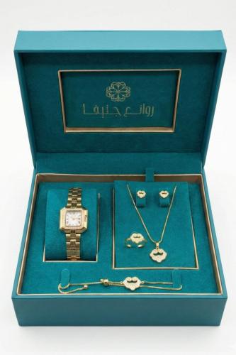 طقم نسائي ماركة فور ايفر FE-5-286 ذهبي (ساعة+سلسال...