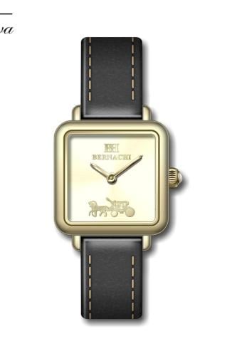 ساعة ماركة برناتشي BH370 جلد اسود ايطار ذهبي مينا...