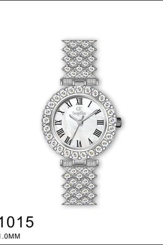 طقم نسائي ماركة جورج كلاين GK-55-1015 فضي (ساعه+سل...