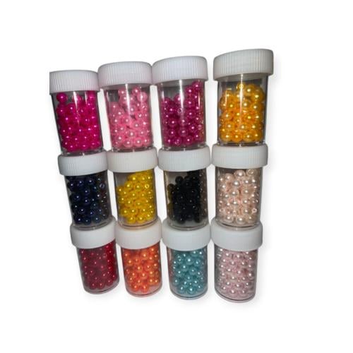 خرز ملون لولو الوان غير مختاره عدد 12 عبوه مقاس 8