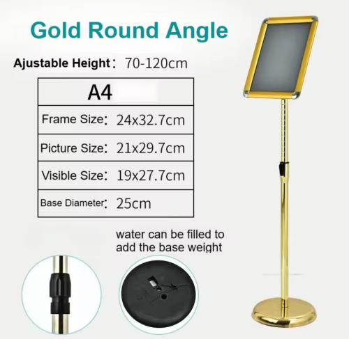 استاند دعايه مع عمود A4 ذهبي