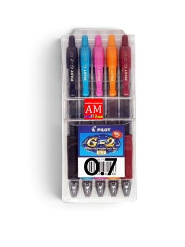 طقم أقلام جل0.7 مم 5 أقلام بايلوت BL-G2-5-S5-2