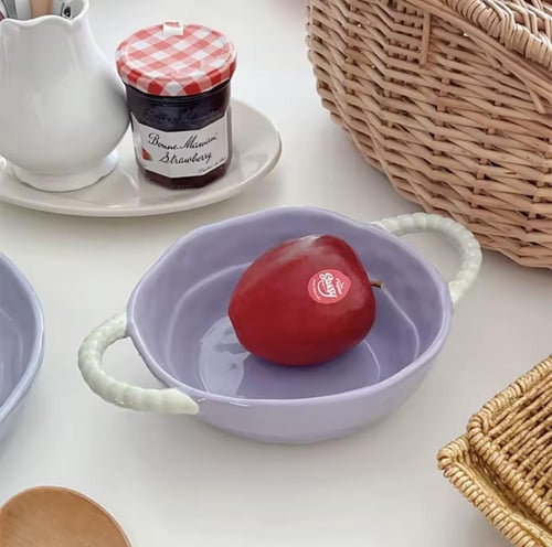 زبدية سيراميك مموجه بمقبضين