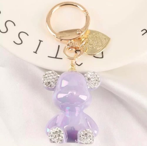 تعليقة مفاتيح بشكل دب مع كريستال