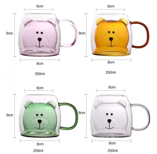 كوب دبل زجاج بشكل الدب