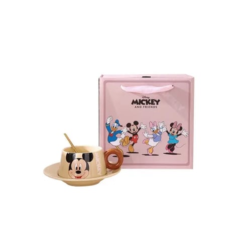 كوب ديزني مع صحن وملعقة