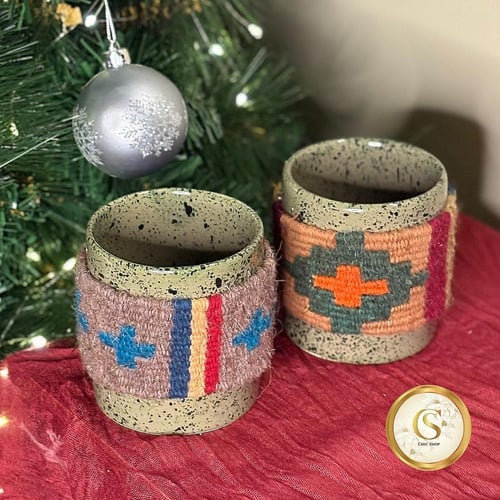 كوب سيراميك بمسكة خوص