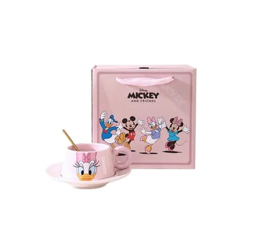 كوب ديزني مع صحن وملعقة