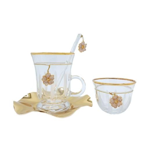 طقم بيالات وفناجين تركي ذهبي 24 قطعة