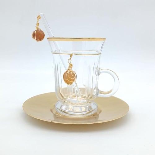 طقم بيالات وفناجين تركي ذهبي 24 قطعة