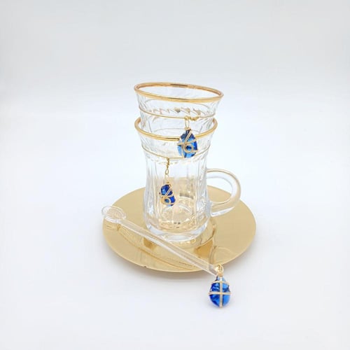 طقم بيالات وفناجين تركي ذهبي 24 قطعة