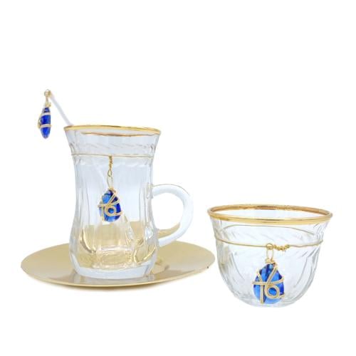 طقم بيالات وفناجين تركي ذهبي 24 قطعة