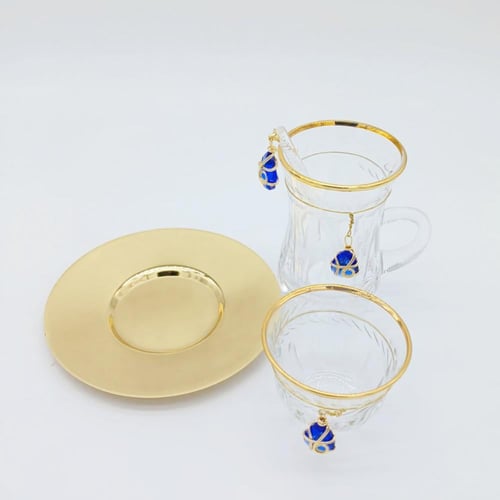 طقم بيالات وفناجين تركي ذهبي 24 قطعة