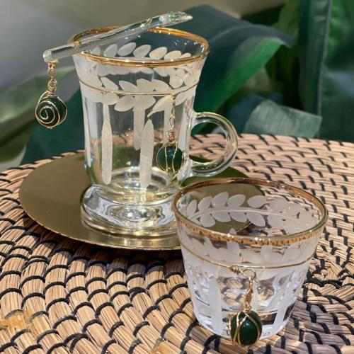 طقم بيالات وفناجين تركي ذهبي 24 قطعة