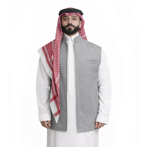 صديري سادة رقبة صيني رمادي