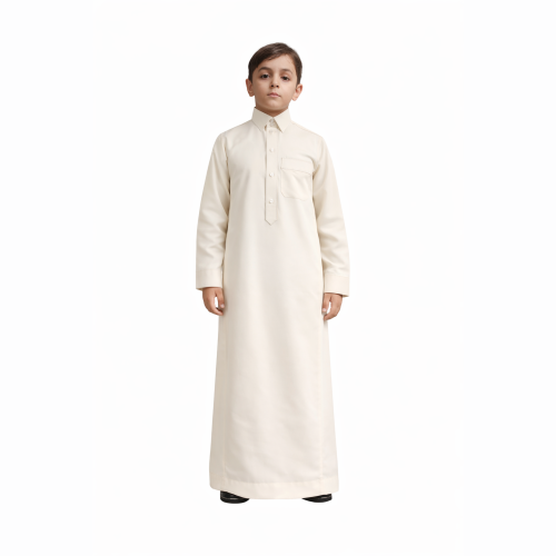 ثوب أطفال رسمي يد سادة- ياقة قلاب -زرار باين