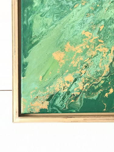 لوحة كانفاس أبستراكت أخضر مذهب