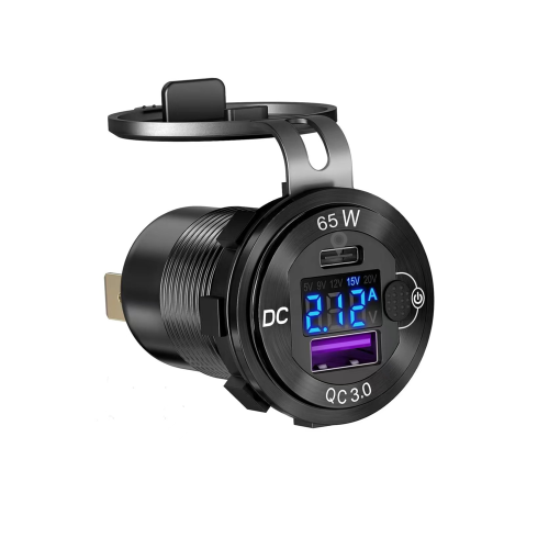 شاحن 65W PD ويوسبي مع قاريء أمبير وفولت