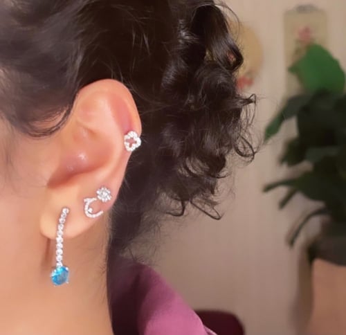 حلق طويل حجر سماوي