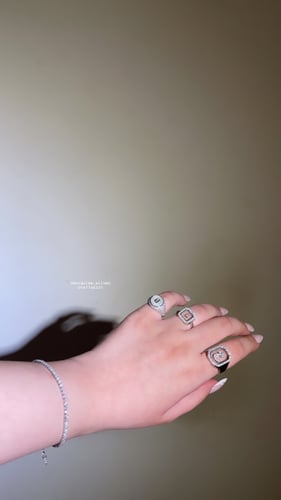 خاتم مربع فضي