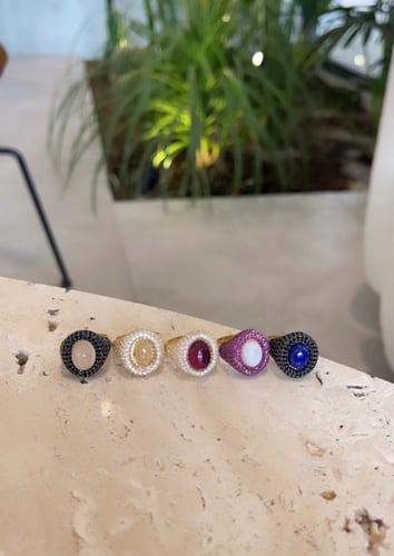 خاتم الاحجار الكريمة عنابي